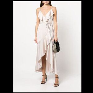Shona Joy Luxe Bias Frill Wrap‎ Dress Porcelain Beige 4